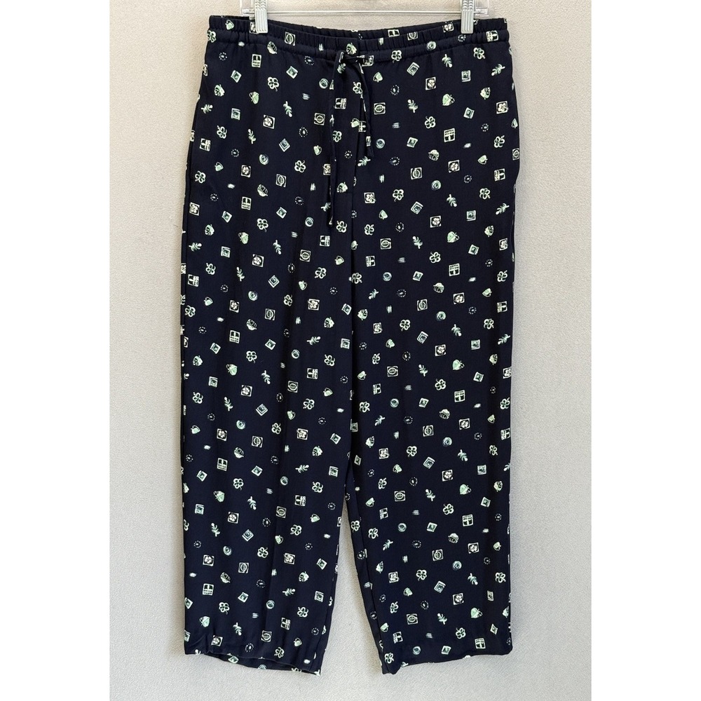 Pendleton Women's Petite Sz MD Blue Lightweight Floral Print Pullon Drawstring